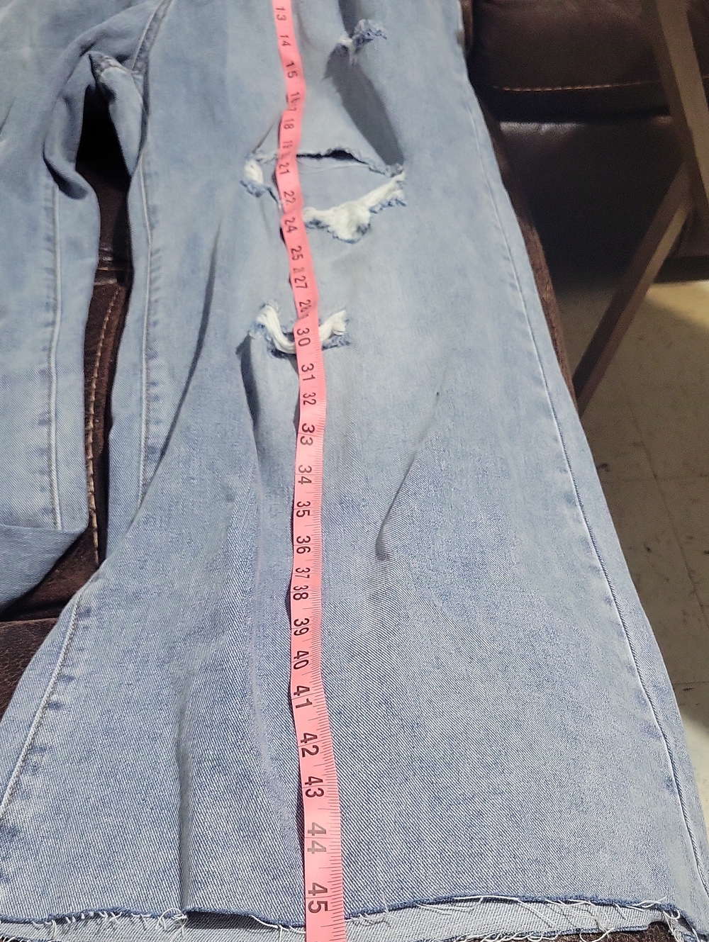 Cider Wide Leg High-Rise Distressed Jeans - Light Blue Sixe 4XL New - Picture 9 of 13
